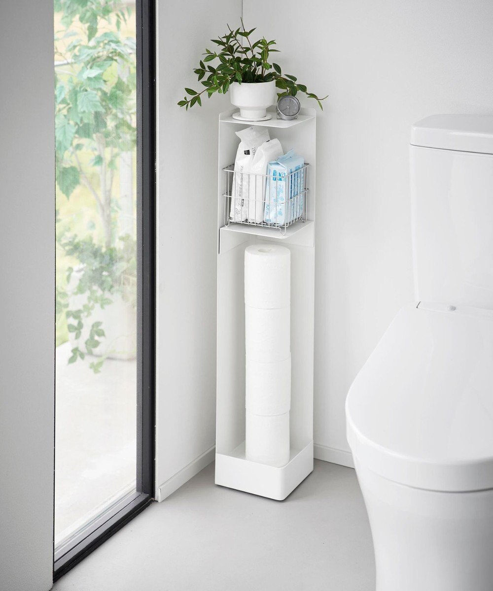 tower キャスター付きスリムトイレラック タワー ホワイト 
