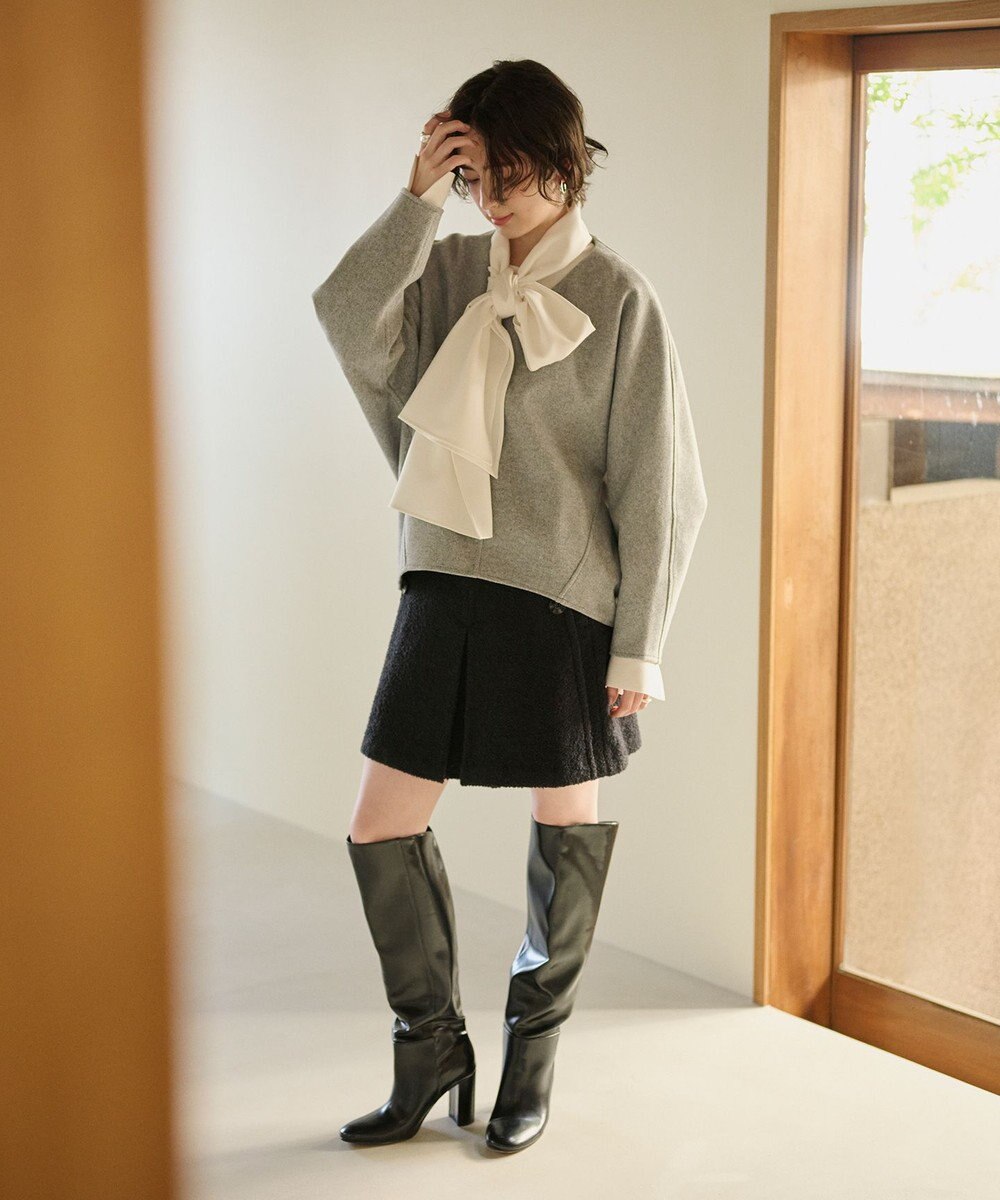 #Newans 【セットアップ可能】裏地キュロットツイードスカート 