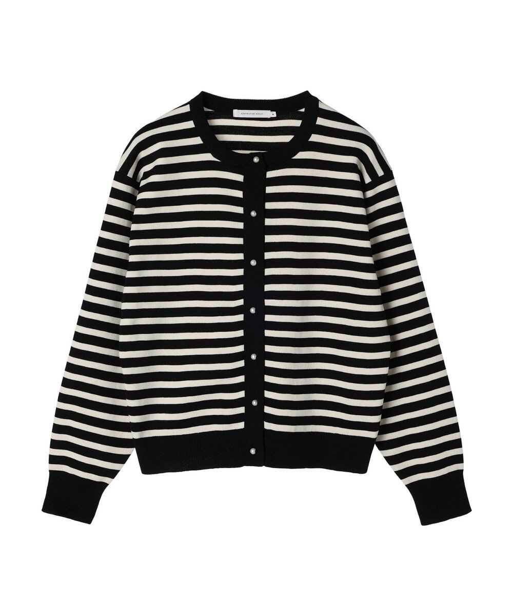 AMERICAN HOLIC エコカルットボーダークルーネックカーディガン 