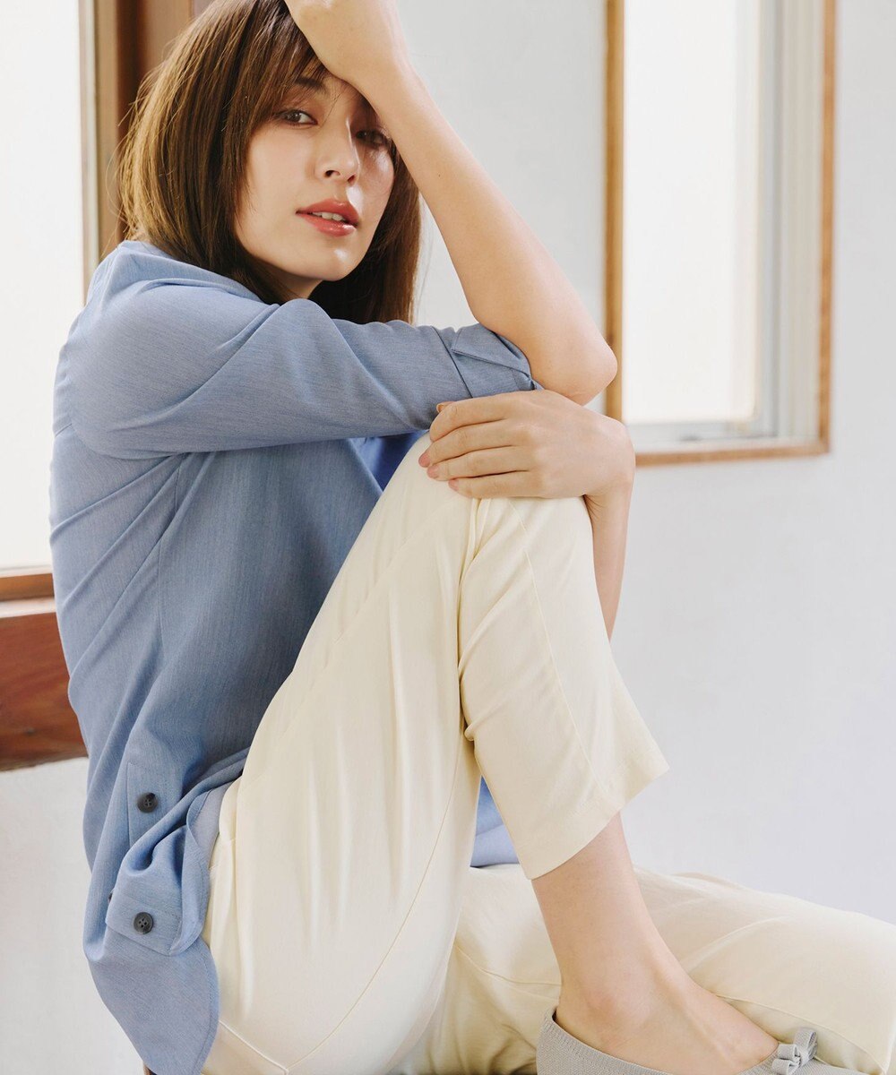 Tiaclasse 【洗える】サイドボタンシャツチュニックブラウス 