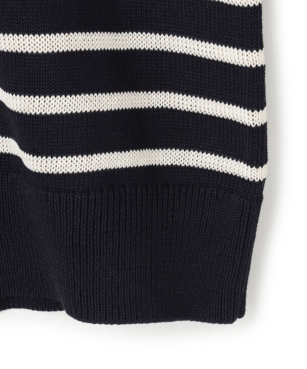 BEIGE， HELIODOR / レーヨンボーダーマリンボタンニット 