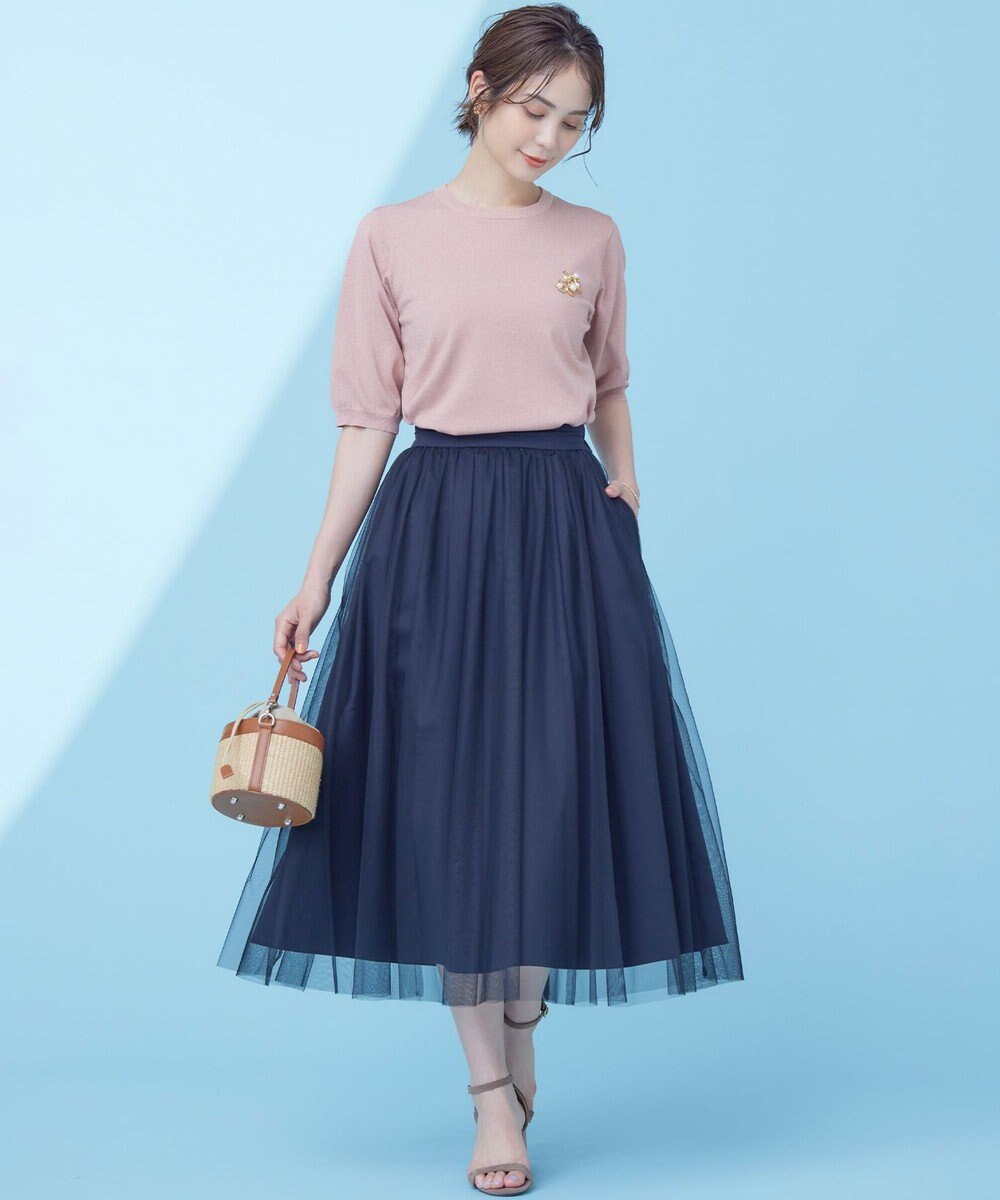 組曲 L 【WEB限定・2SET】シャイニーラメニット×チュールスカート 