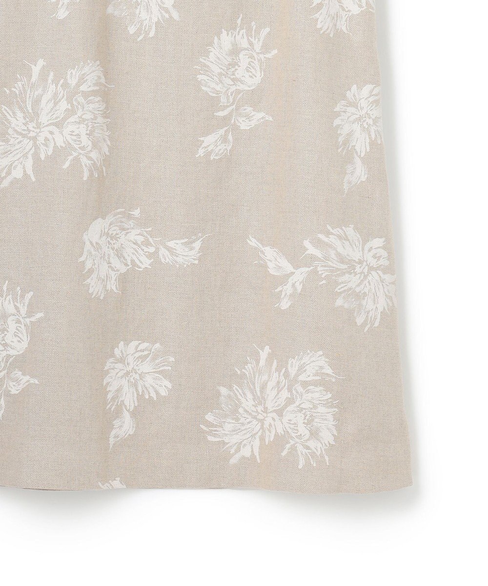 ICB L 【洗える】リネンオックスフラワープリント スカート 