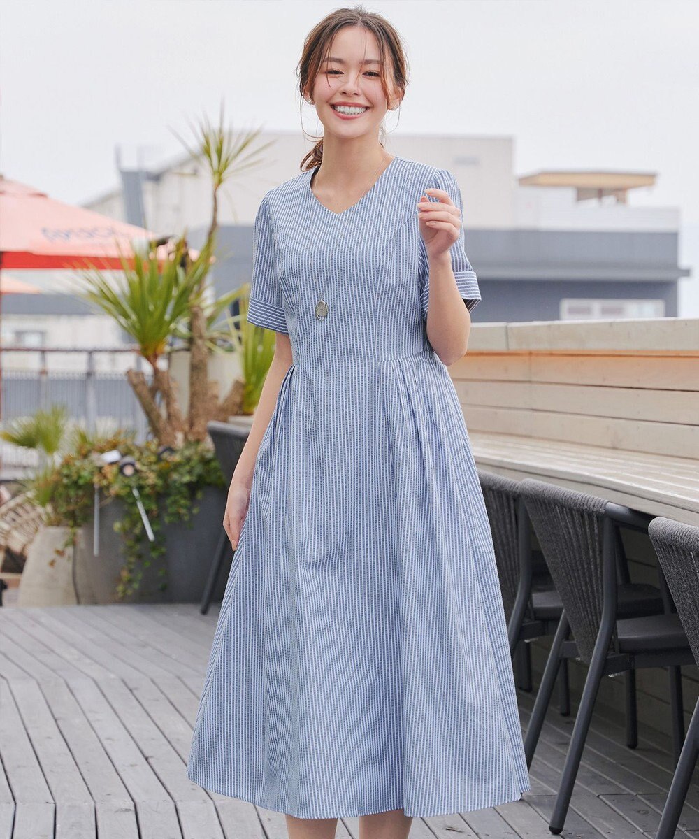 Tiaclasse 【洗える】サッカーストライプワンピース 