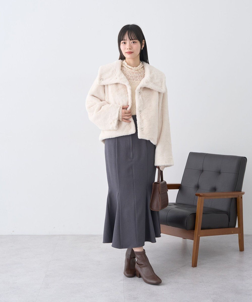 earth music&ecology ファーショートブルゾン 