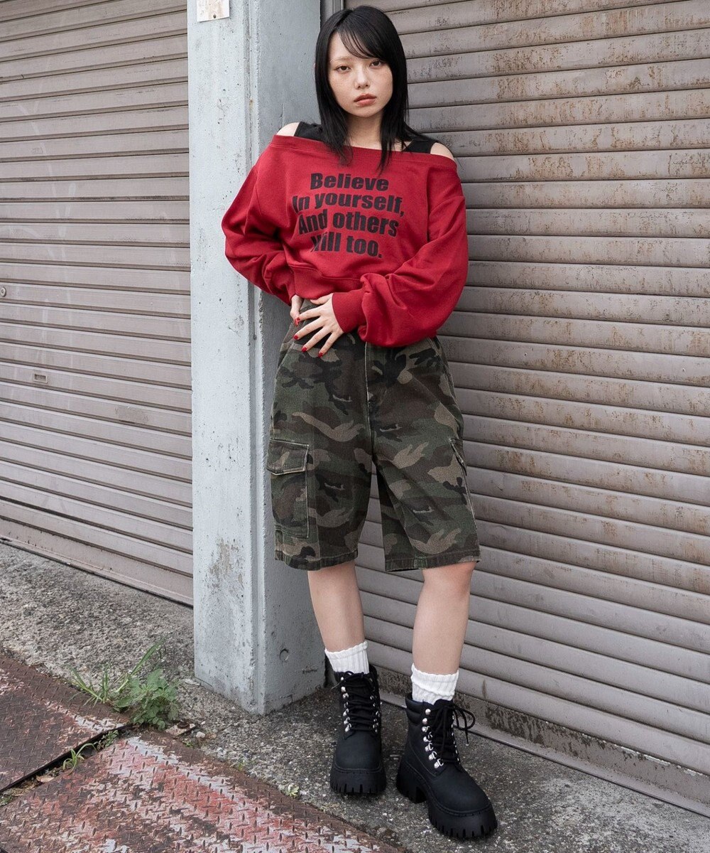 WEGO ドッキングオフショルショートスウェット 