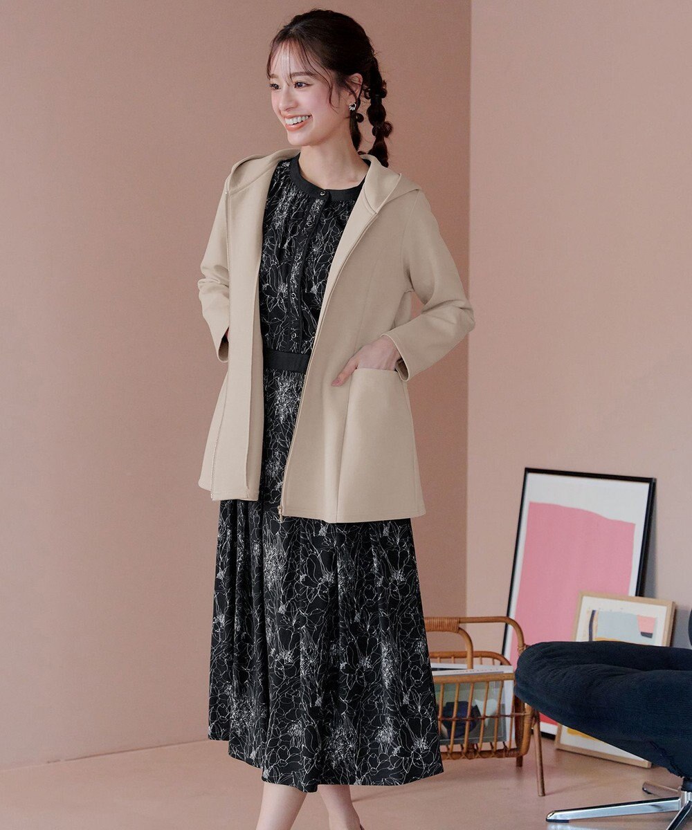 Tiaclasse L 【安田美沙子さん着用・新色/XSサイズ追加・洗える】フラワープリント配色ワンピース 