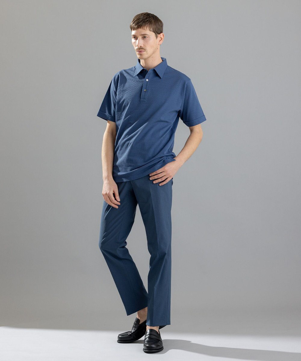 JOSEPH HOMME ブロークンヘリンボンジャージー　レギュラーカラー半袖シャツ 