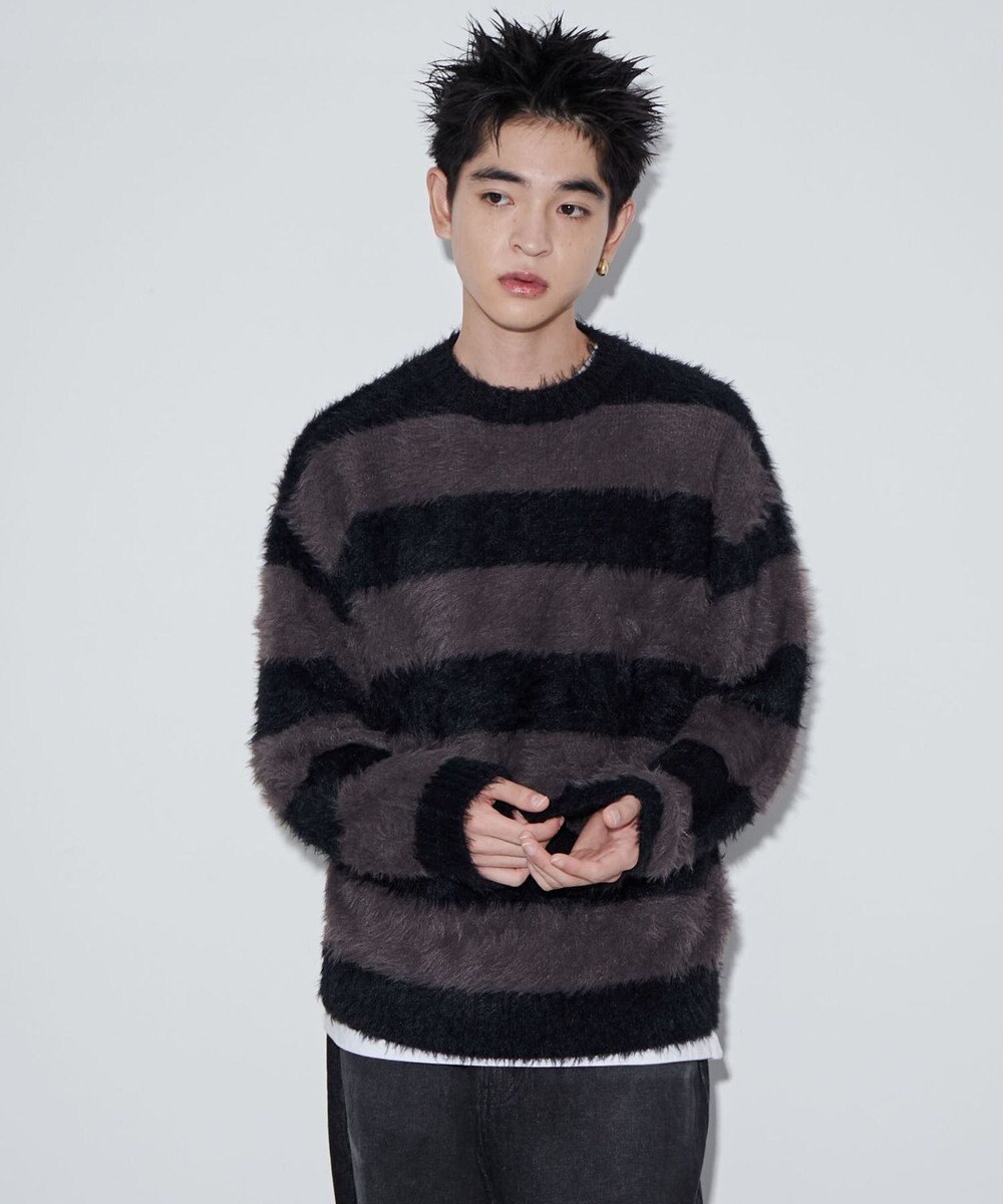 WEGO 【ユニセックスITEM着用】フェザーボーダープルオーバー 