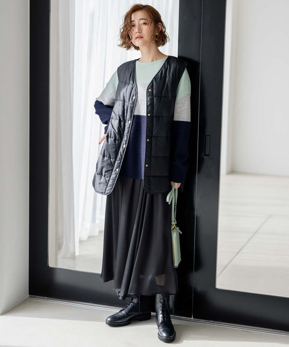 23区 【洗える】ウールカシミヤ カラーブロック ニット 