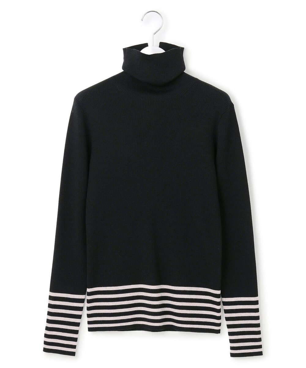 23区 L 【見上愛さん着用/VERY掲載/洗える】ウーステッドウール リブタートル ボーダー ニット 