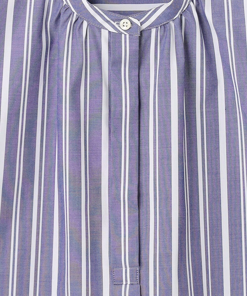 J.PRESS LADIES 【洗える・接触冷感・UVカット】エステネージュストライプ バンドカラーブラウス 