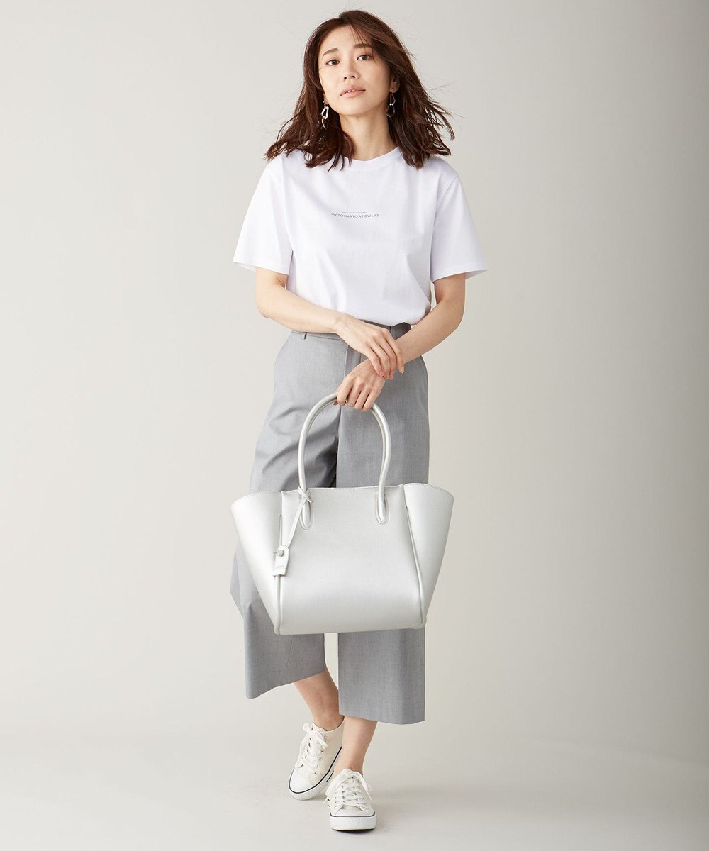 J.PRESS LADIES 【シワになりにくい】コットンフィッティーシャーク ワイドパンツ 