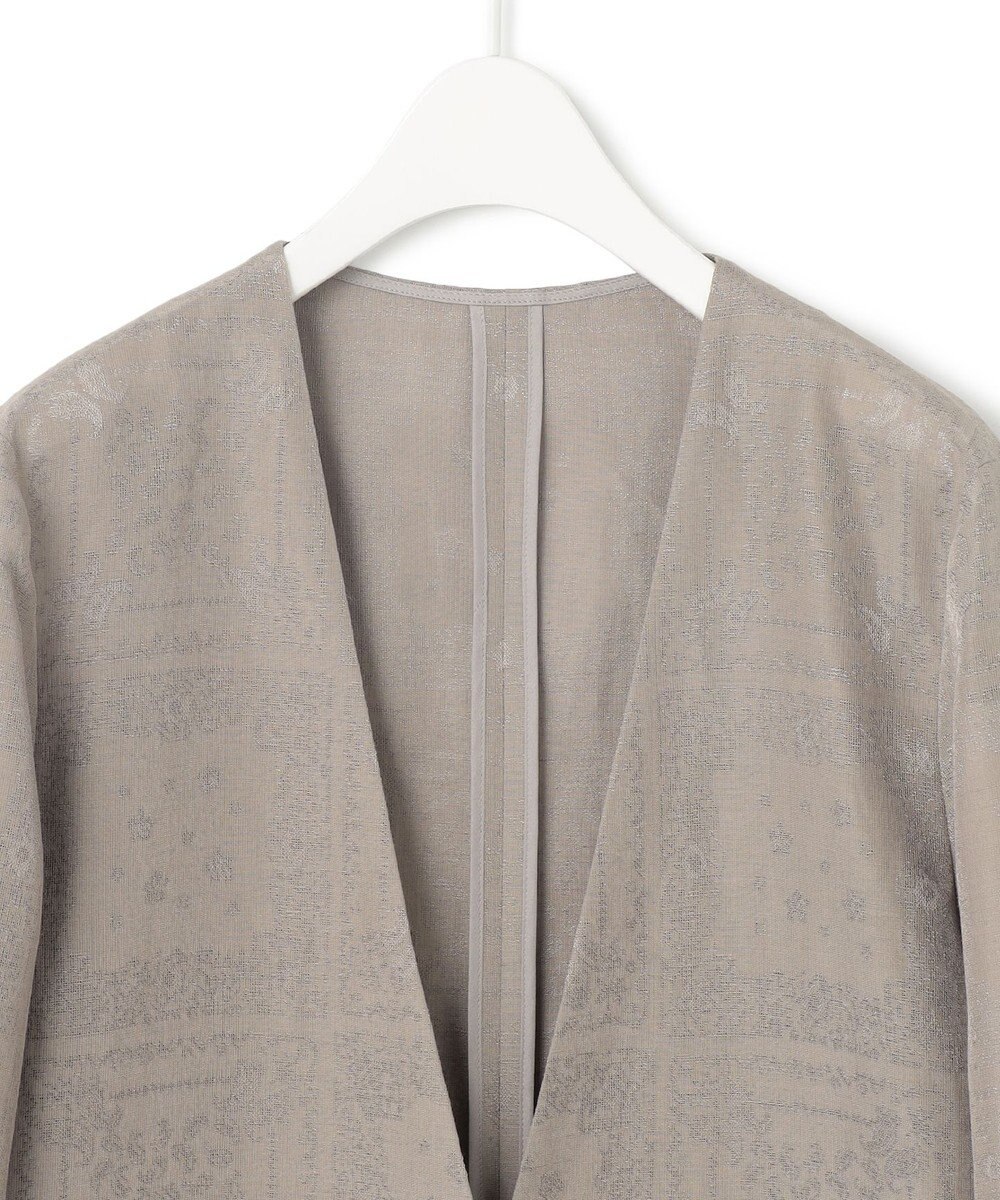 ICB 【日本製・洗える】ペイズリーレノクロス ノーカラージャケット 