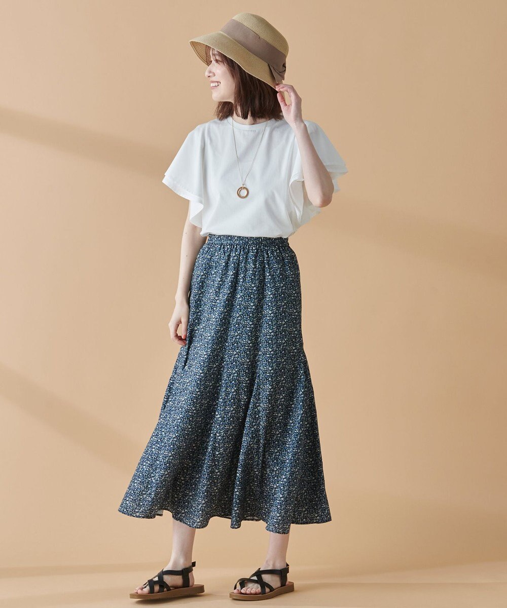 ANY 【洗濯機可能/ウエストゴム】プリントマーメイドスカート 