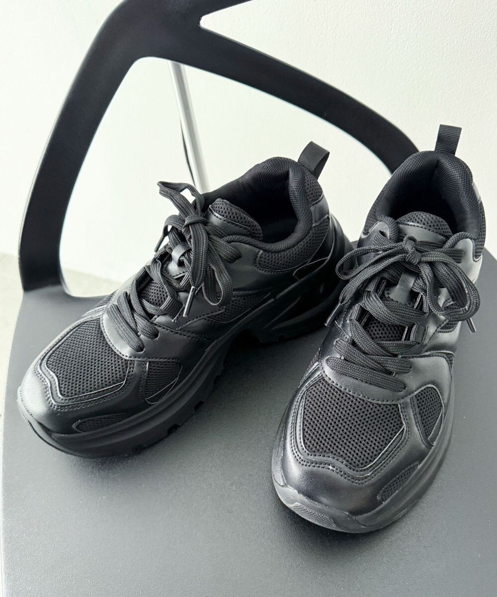 WEGO PUメッシュヒールダッドスニーカー 