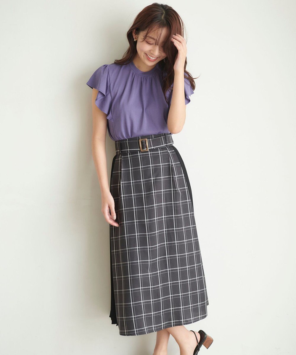 Feroux 【UVケア】スタンドカラーフレアスリーブ Ｔシャツ 