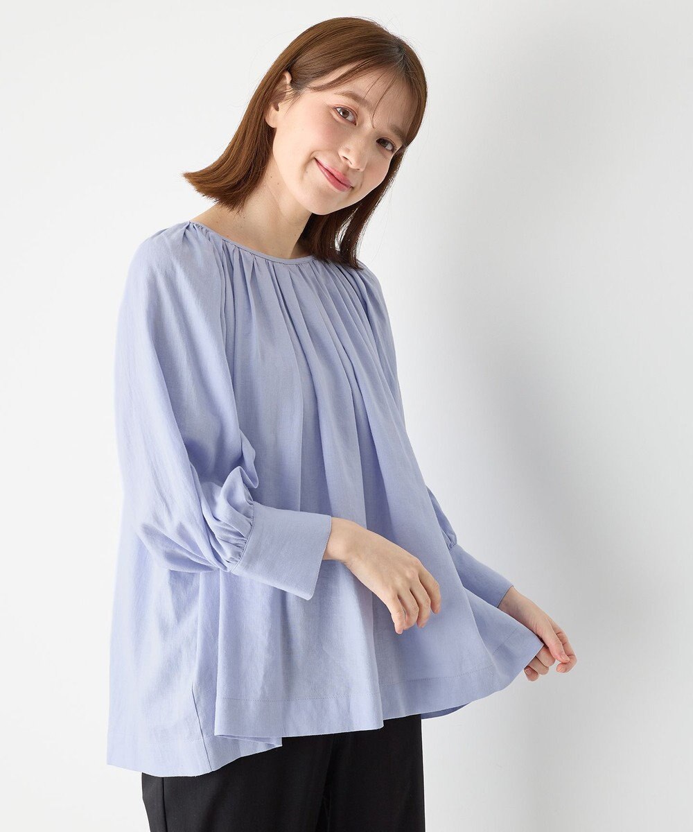 ANY 【手洗い可能】ヨーロピアンリネンギャザーブラウス 
