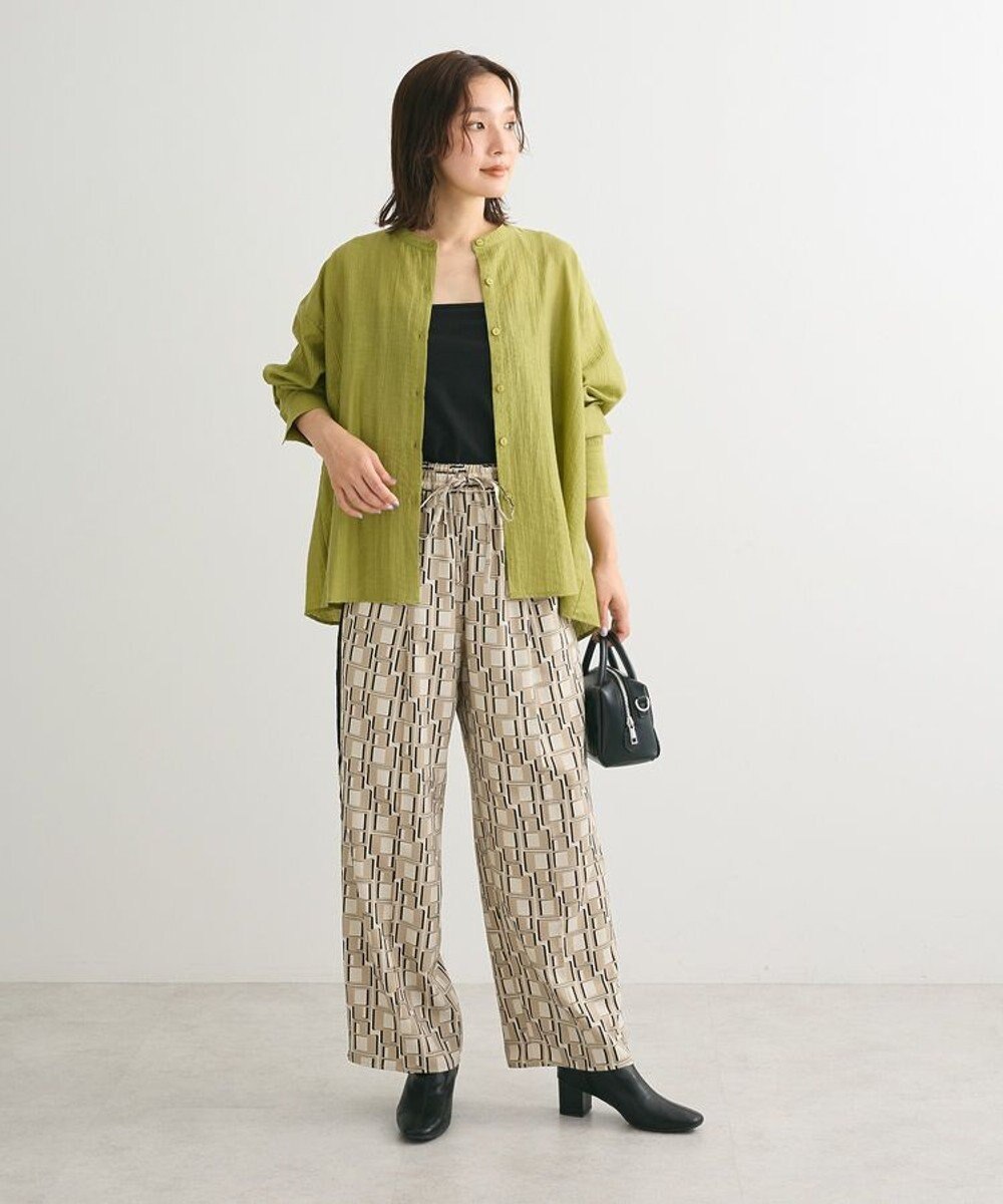 Green Parks バックシャンバンドカラーシャツ 