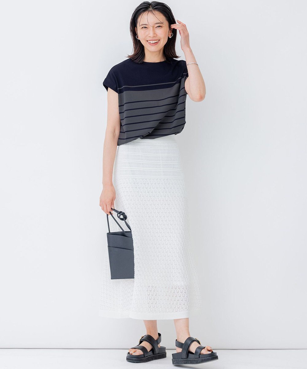 23区 S 【洗える】ランダムボーダー フレンチスリーブ カットソー 