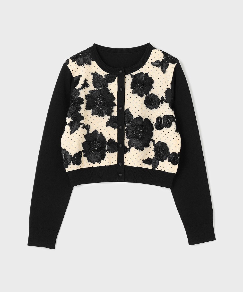 GRACE CONTINENTAL サテンコードニットカーディガン 