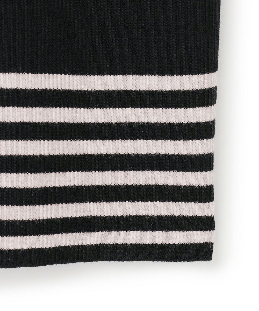 23区 L 【見上愛さん着用/VERY掲載/洗える】ウーステッドウール リブタートル ボーダー ニット 