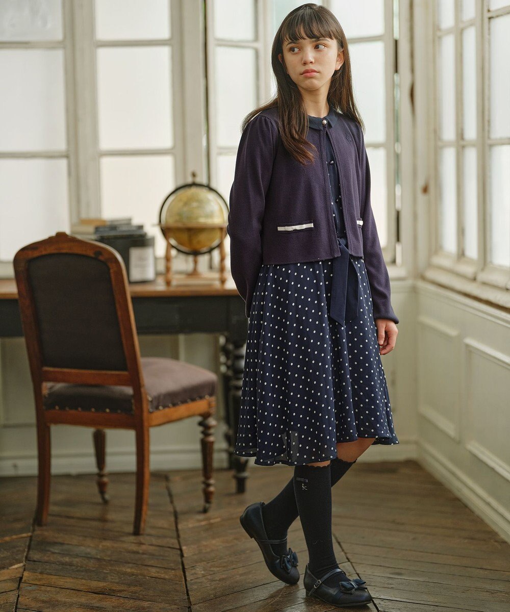 組曲 KIDS 【150-160cm】ラウンドカラー ニットジャケット 