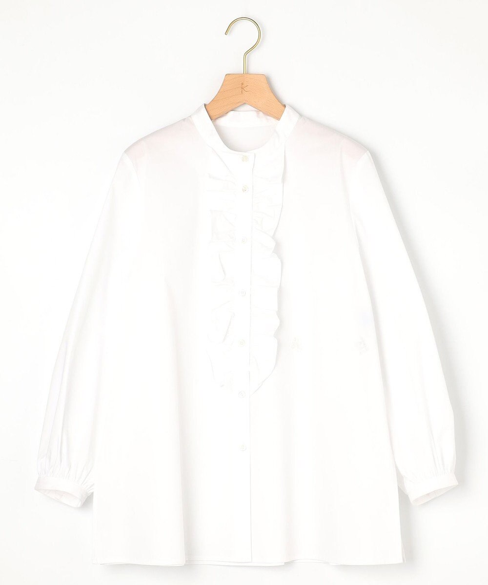 組曲 コンパクトシャーティング フリルブラウス 