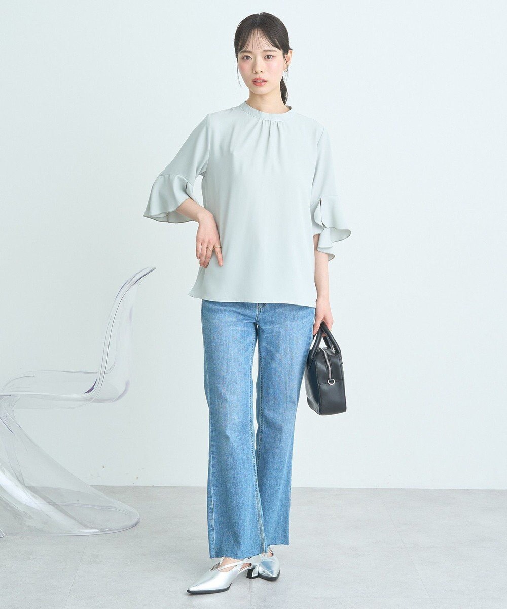 earth music&ecology フリル７分袖ブラウス 