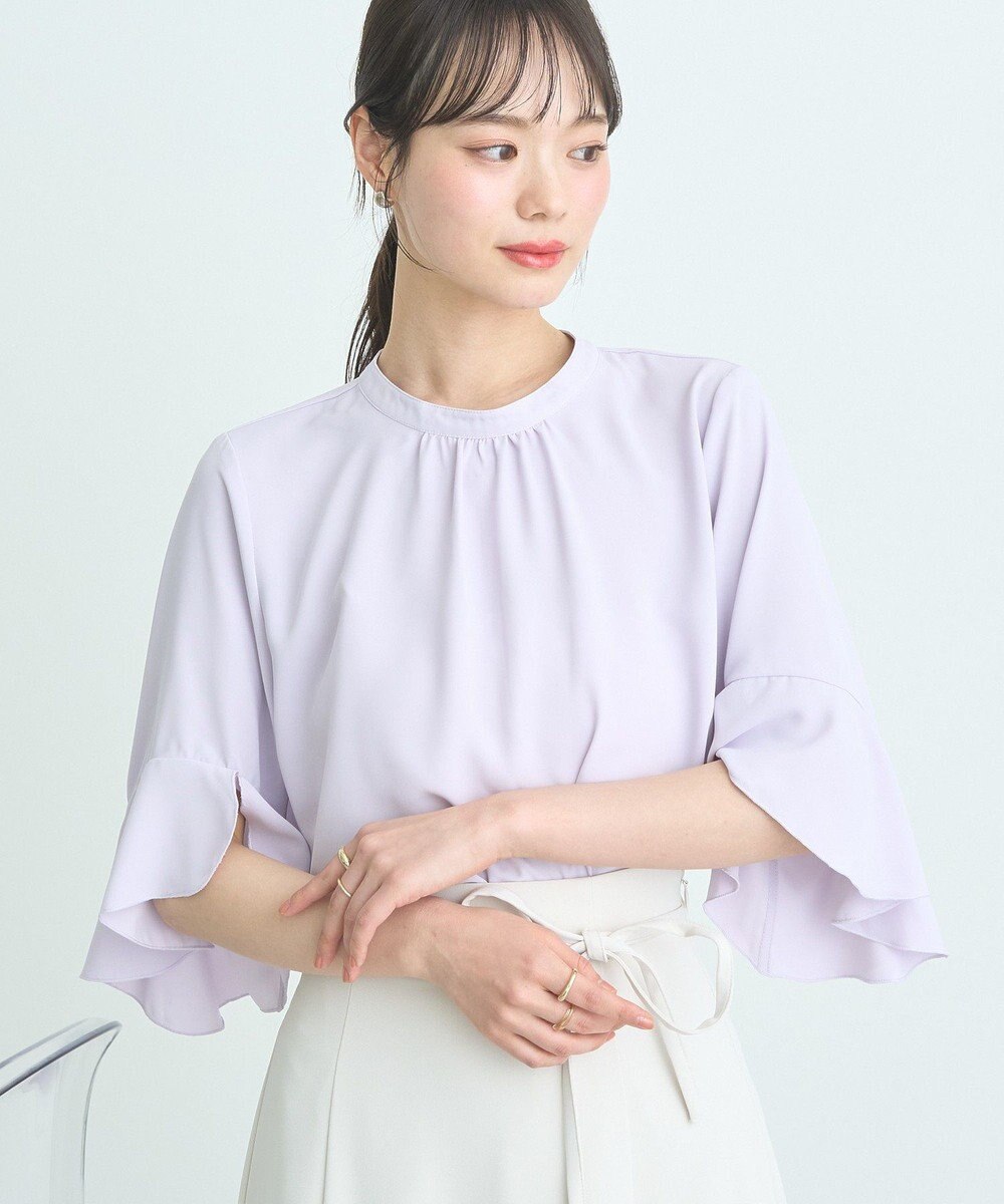 earth music&ecology フリル７分袖ブラウス 