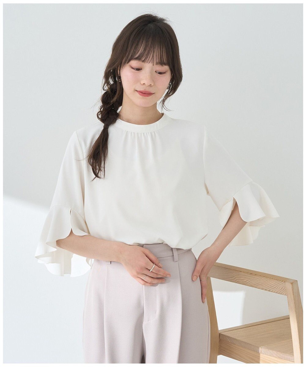 earth music&ecology フリル７分袖ブラウス 