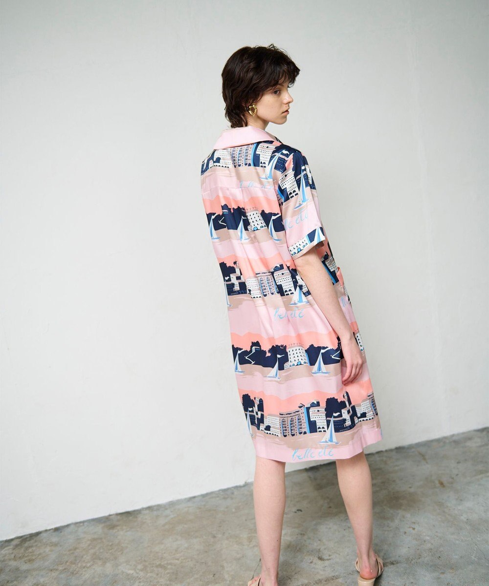 GRACE CONTINENTAL マリンプリントシャツドレス 