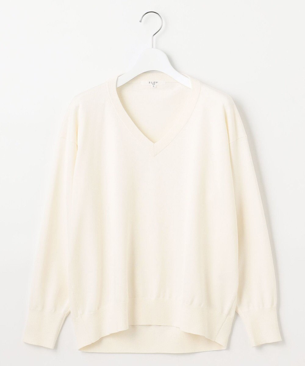 23区 【SLOW/一部店舗限定】コットンシルク Vネック ニット 