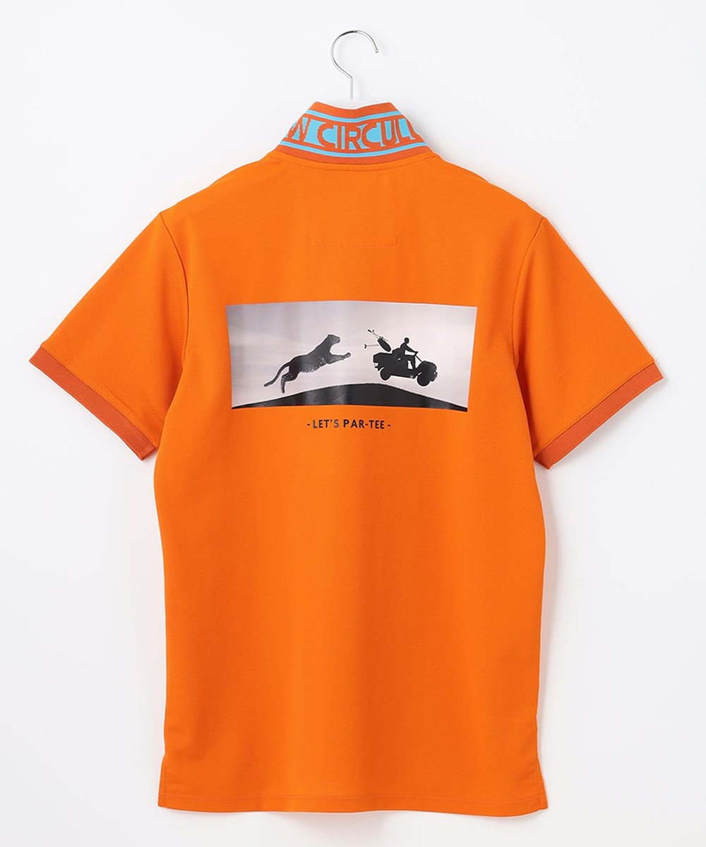 PW CIRCULUS 【MEN】【吸汗速乾】アニマル バックプリント ポロシャツ オレンジ系