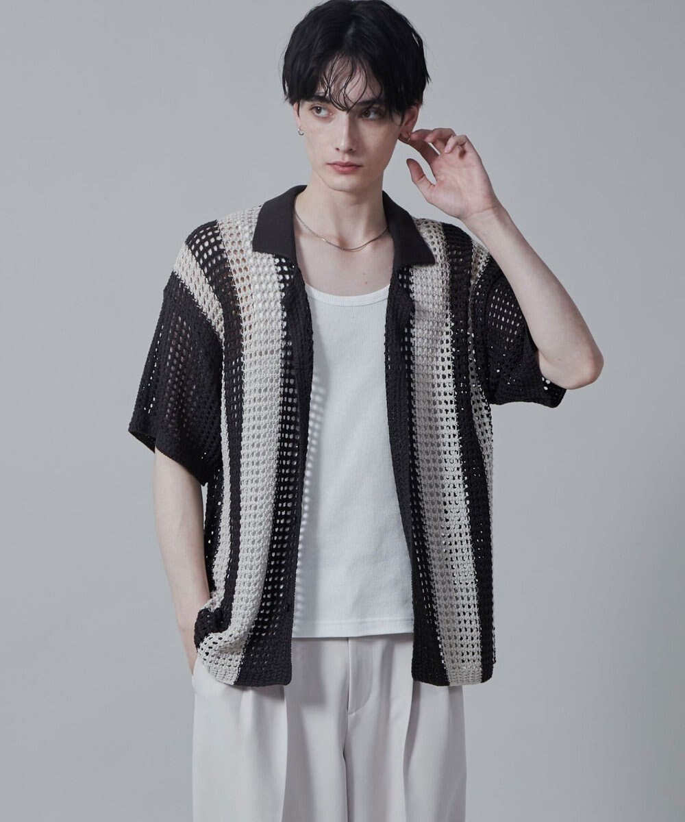 WEGO マルチストライプニットシャツ（S） 