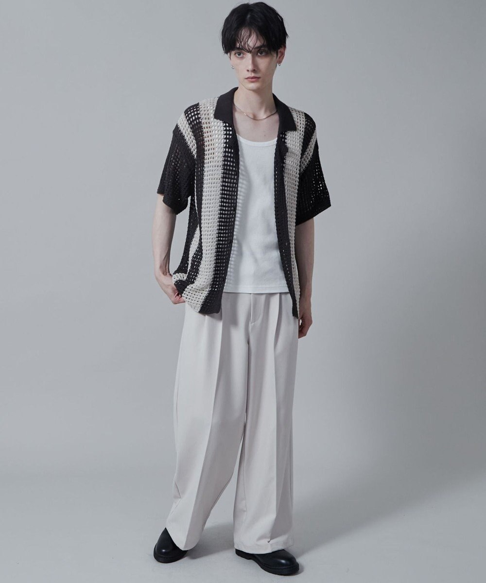 WEGO マルチストライプニットシャツ（S） 