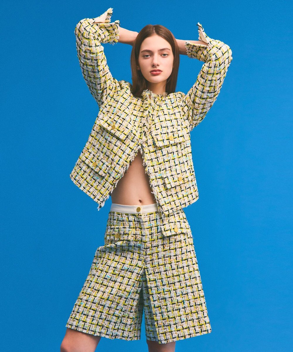 GRACE CONTINENTAL チュールヤーンツイードパンツ 