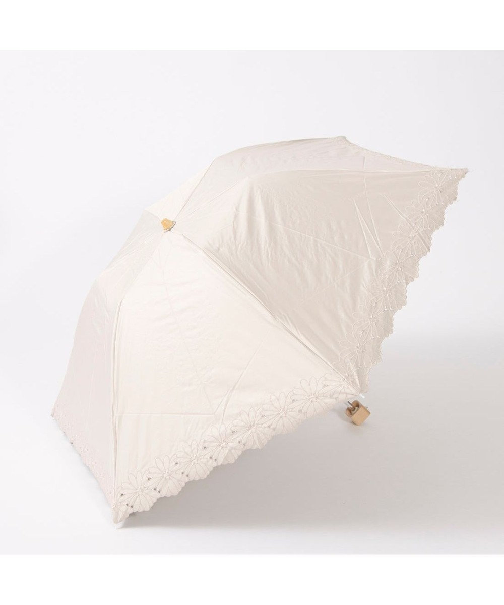 UNBILLION カシュネ cachenez / 【晴雨兼用】【日傘】 【UV カット率99.999.9％以上】PUフラワーポーラー刺繍ミニ折りたたみ傘 ベージュ