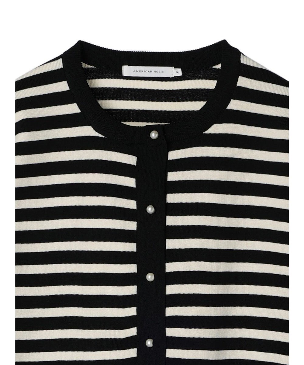 AMERICAN HOLIC エコカルットボーダークルーネックカーディガン 