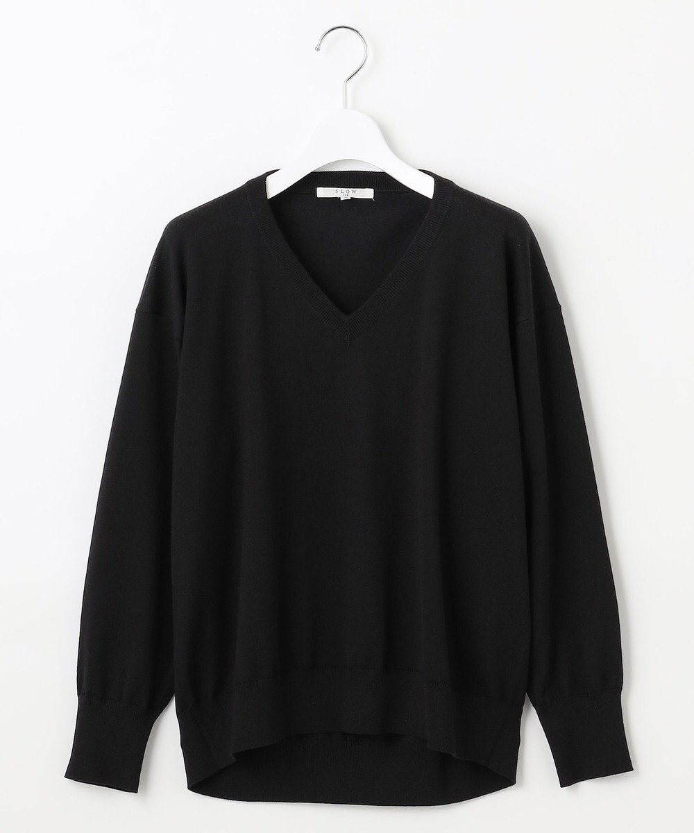 23区 【SLOW/一部店舗限定】コットンシルク Vネック ニット 