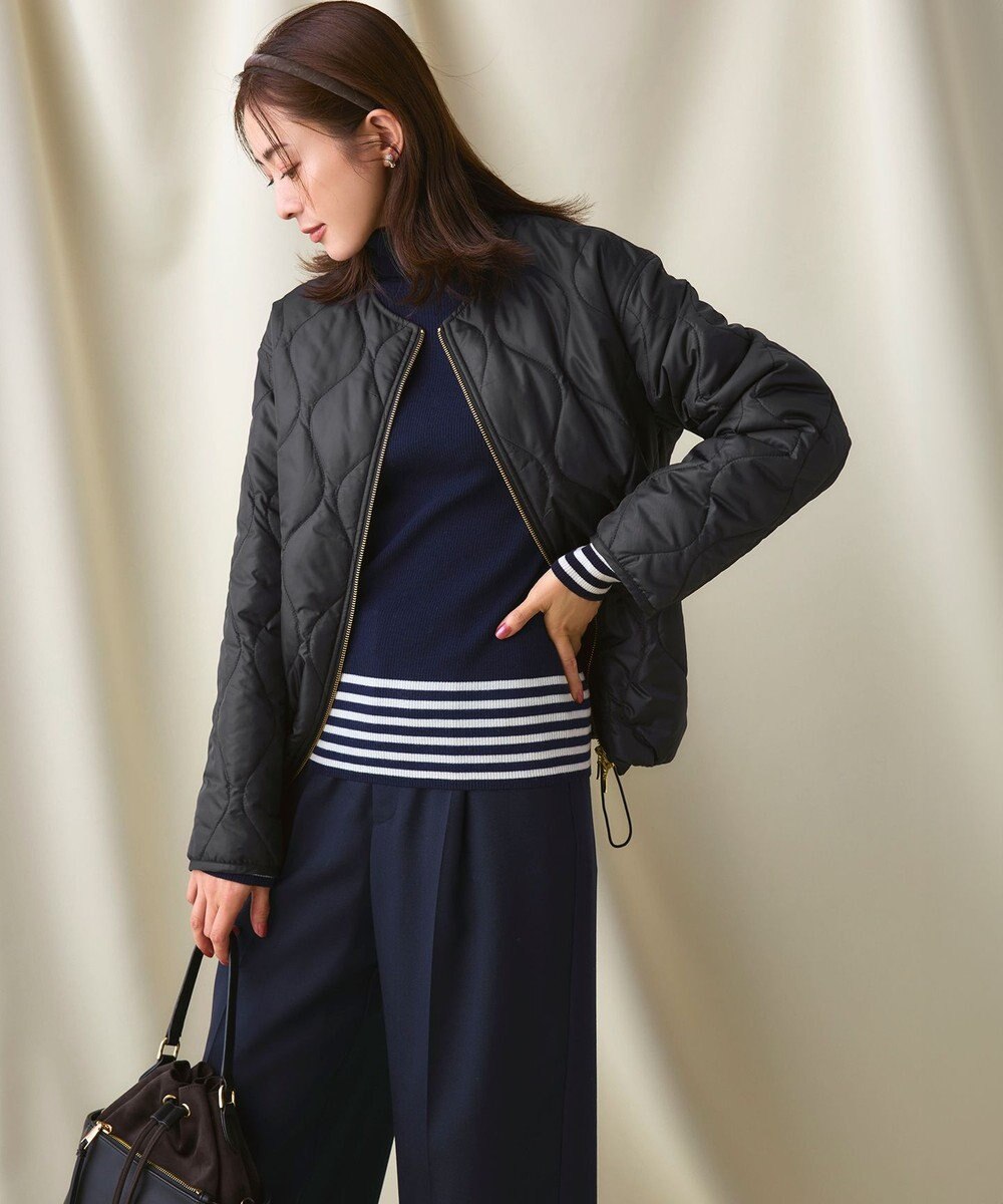 23区 L 【見上愛さん着用/VERY掲載/洗える】ウーステッドウール リブタートル ボーダー ニット 