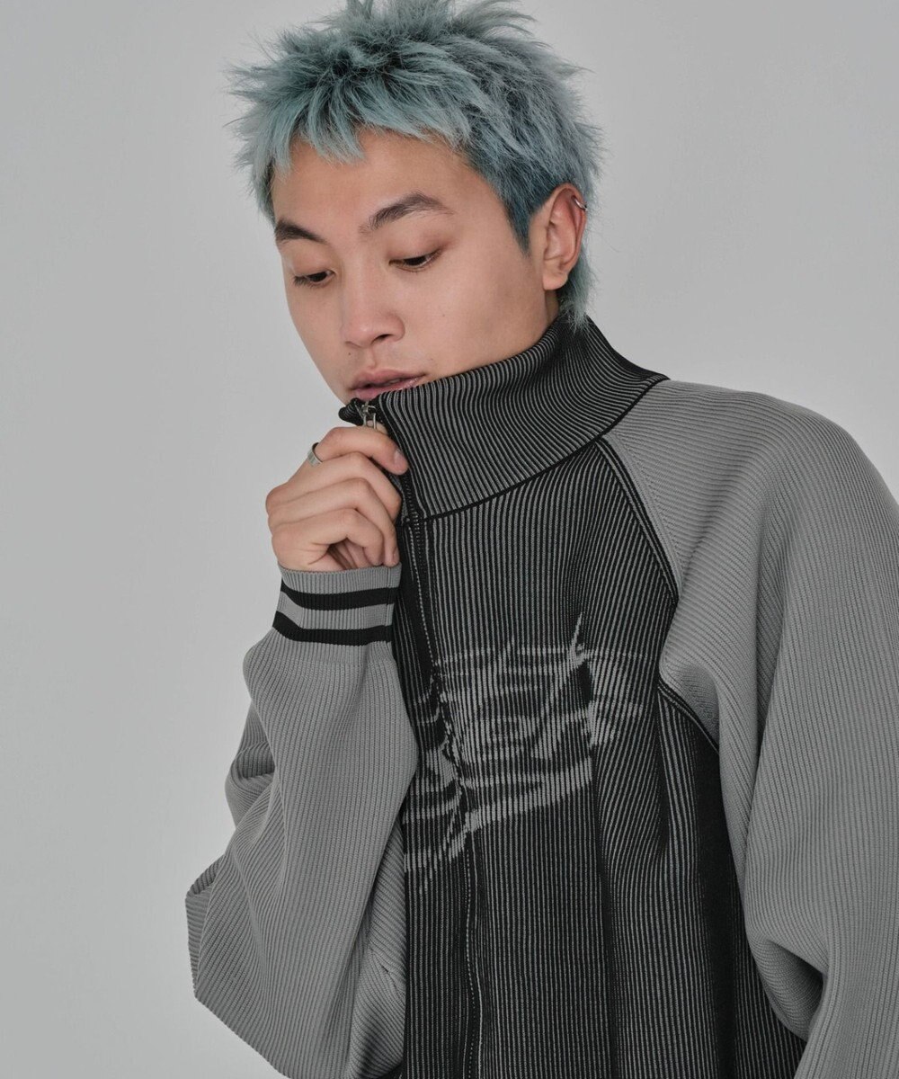 WEGO 【ユニセックス着用ITEM/MLサイズ展開】ラグラングラフィックニットブルゾン 