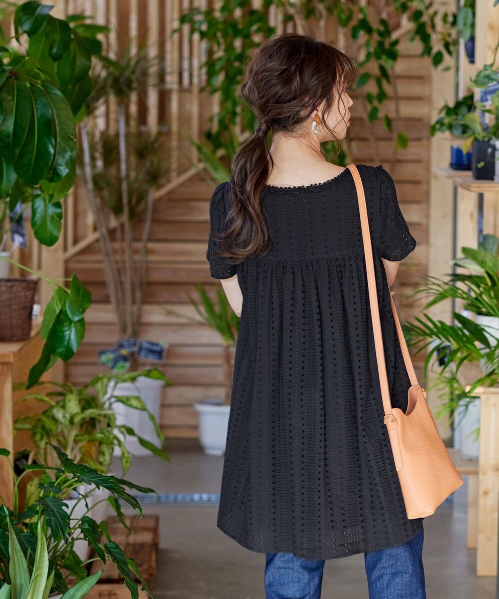 Tiaclasse L 【洗える】カットレースチュニックブラウス 