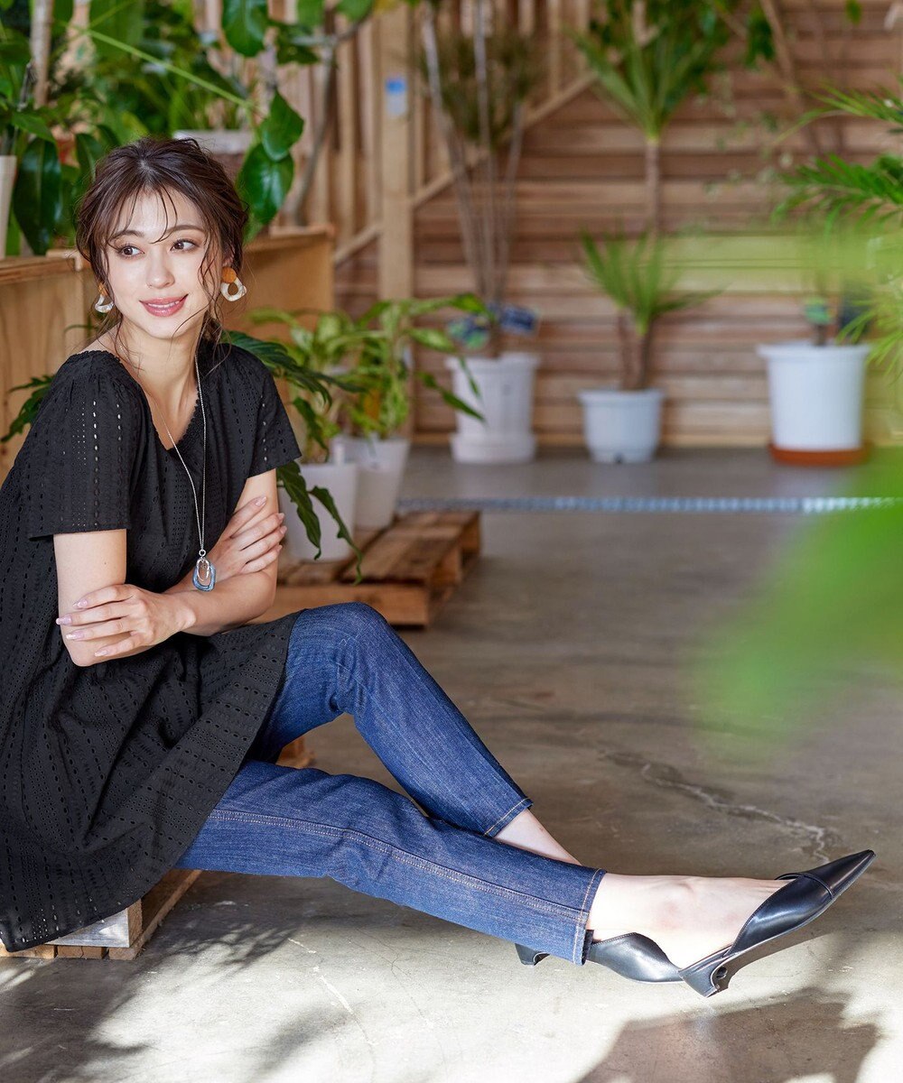 Tiaclasse L 【洗える】カットレースチュニックブラウス 