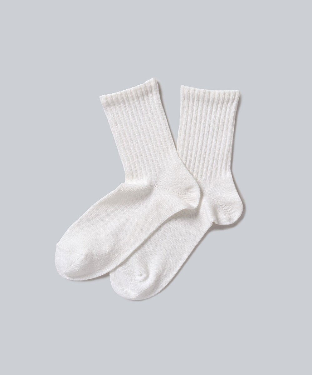 WHITE MAILS PAPER WIDE RIB CREW SOCKS ソックス 