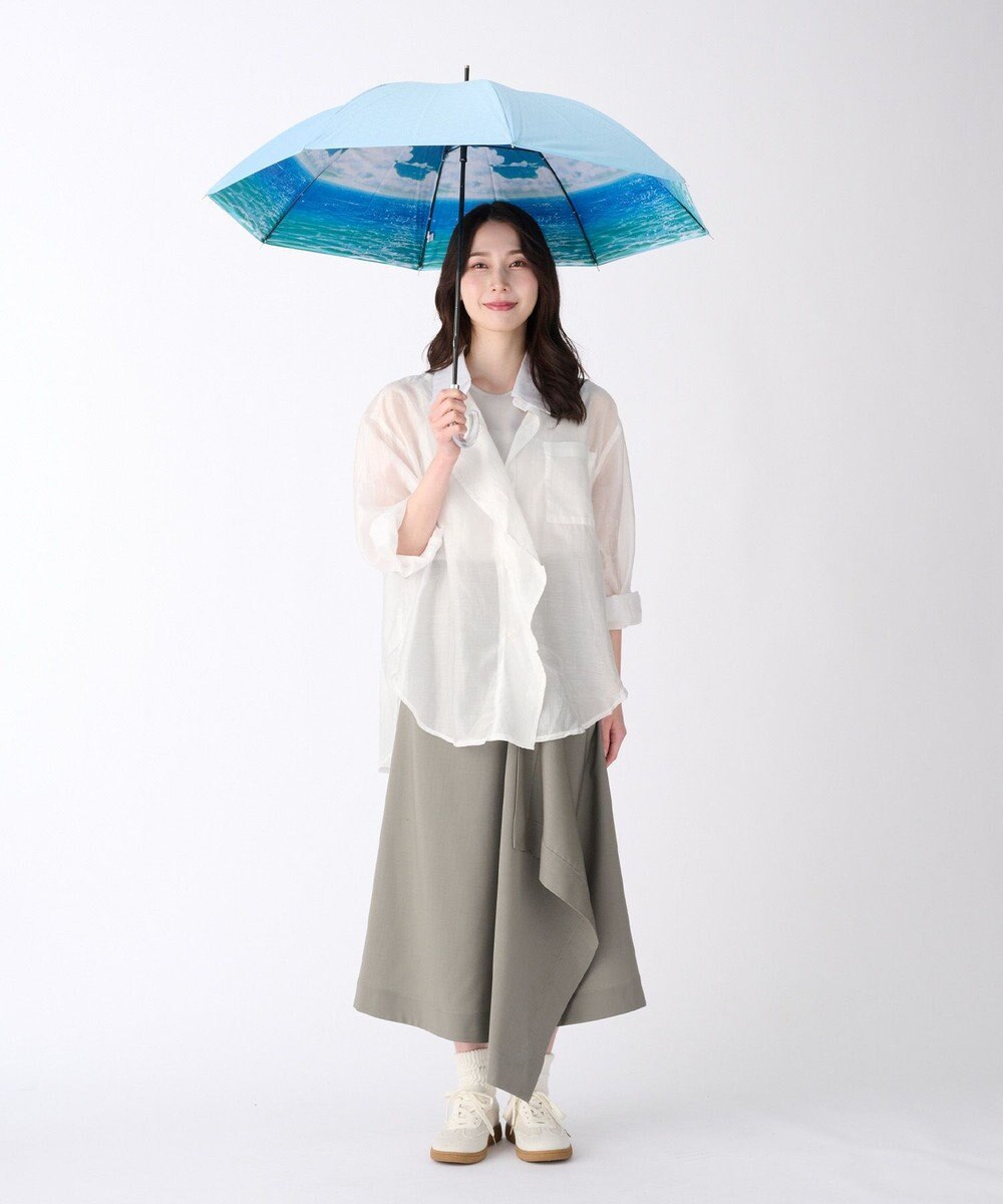 MOONBAT 【ハニカム断熱パラソル】estaa エスタ オーシャンビュー 長傘  晴雨兼用 日傘 遮熱 耐風 50cm 