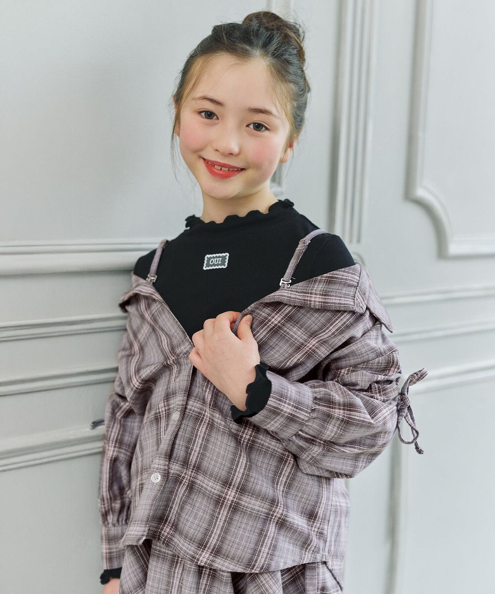 ANY KIDS オンオフショルダー チェックシャツ 