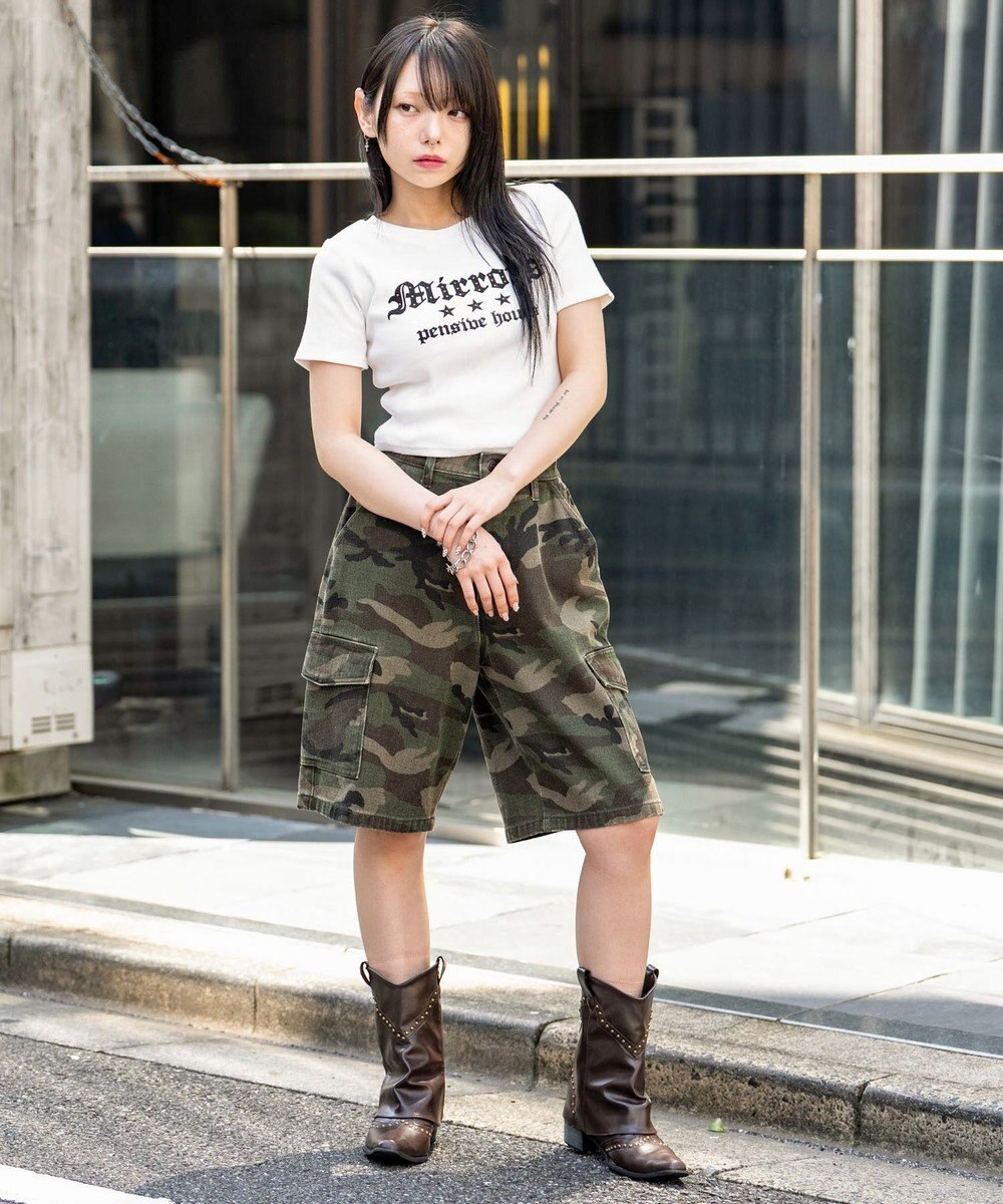 WEGO ヴィンテージウォッシュグラフィックリブT 