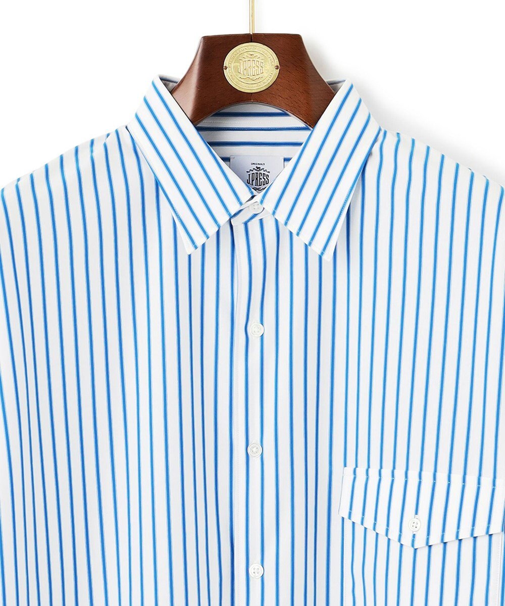 J.PRESS MEN 【J.PRESS ORIGINALS】SUVIN TYPEWRITER JERSEY 46G STRIPE SHIRT / JAPAN MADE 
