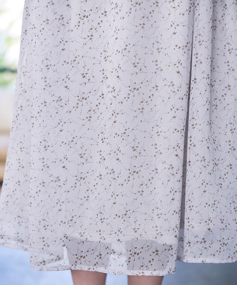 Tiaclasse L 【洗える】花柄シフォン衿ギャザーワンピース 